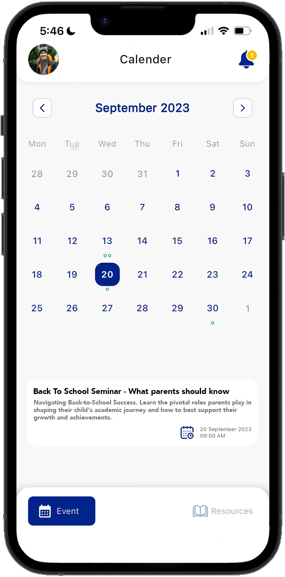Interactive Calendar App Mockup